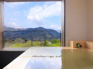 Ryokan Bettei Koyoi (Kanagawa ryokan): Deluxe twin open-air bath. You can enjoy a panoramic view of the great nature of Hakone. / 1