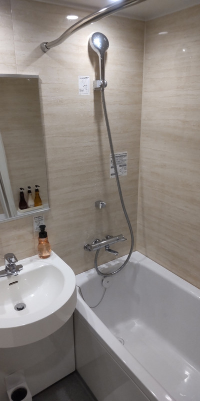 バスルームも標準の大きさ、シャンプーなども充実