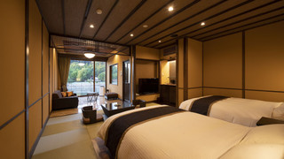 [蘭] 宇治川眺望 半露天風呂付デラックスツイン (禁煙)