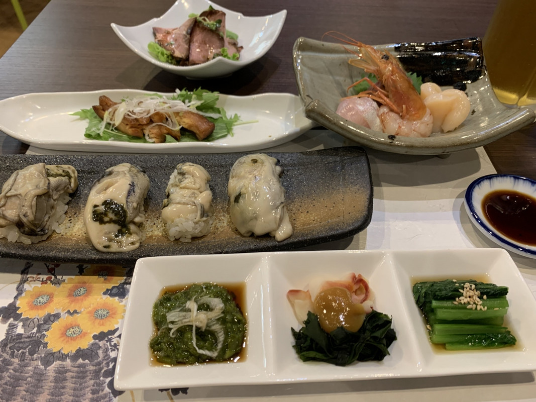 4貫の鳴瀬カキの握りは絶品