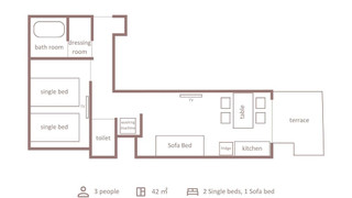 スーペリア 1ベッドルーム 3ベッド (テラス付き) 禁煙