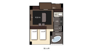 デラックス 和洋室, 富士山が見える, 禁煙 (4F富士山展望風呂付 52平米 寝室窓側)