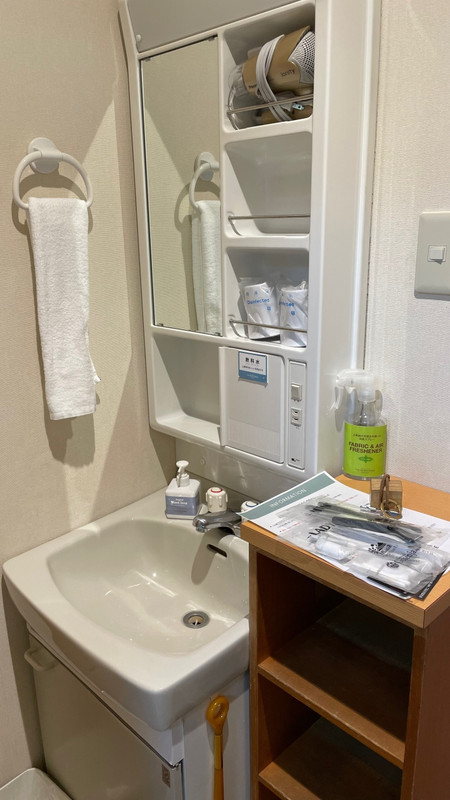 玄関すぐ脇にある洗面台。ほぼ何も置けません。