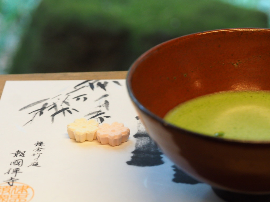 お抹茶をいただきながら…竹の庭に癒される1167878