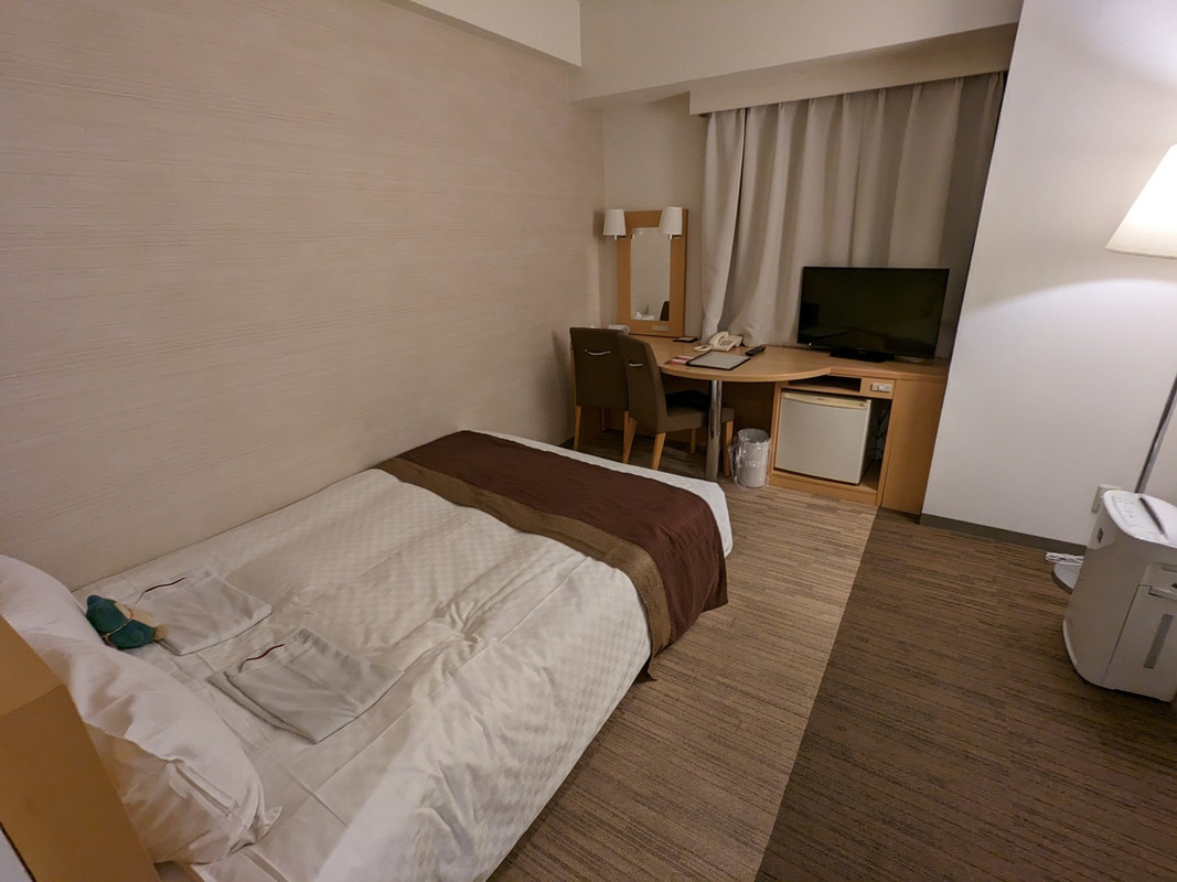 シングル予約が部屋繰りの都合でダブルに。まだ新しくてきれい