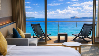 [オーシャンビュー] 半露天風呂付　最上階プレミアムツイン (ウッドデッキ付) 禁煙