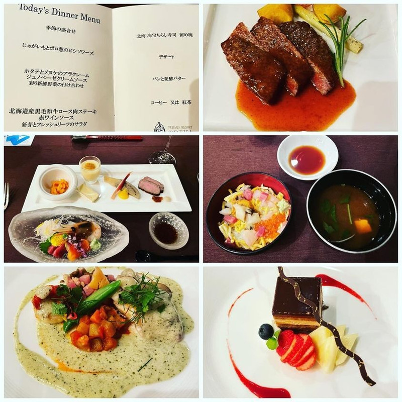 レストラン「オリカ」のある日のメニュー。季節の盛り合わせから始まり、野菜や肉を使用した洋食で、北海道の食材の美味しさを感じられる内容に◎ / 1