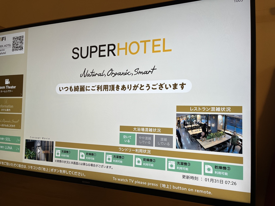 お風呂や食堂の混雑状況がわかるのが良い