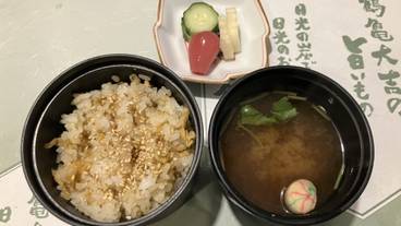 炭火会席 湯波ご飯一例 / 3