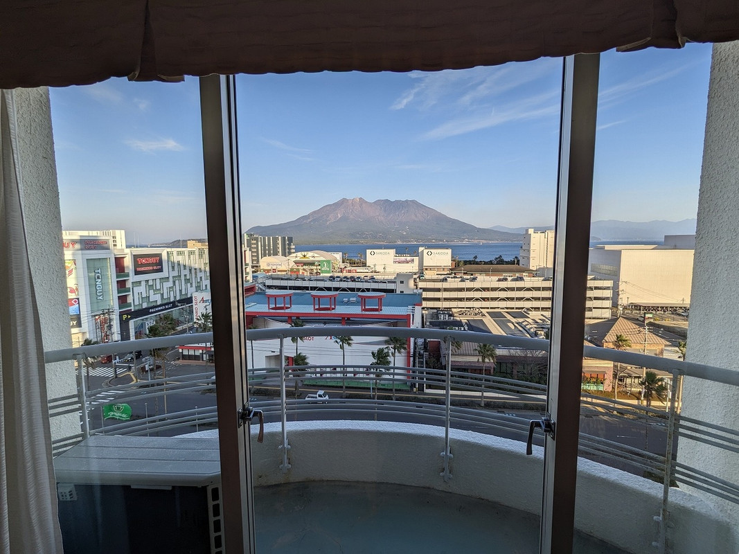 桜島ビューの部屋から眺め