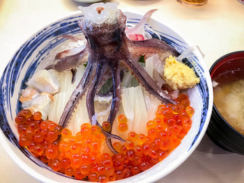 「一花亭たびじ」 料理 94036382 活いか踊り丼(\1,890)