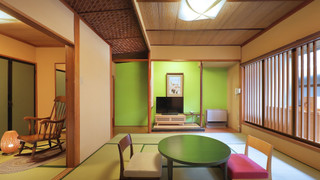 [若葉･松風] 源泉かけ流し半露天桧風呂付モダン和室 禁煙