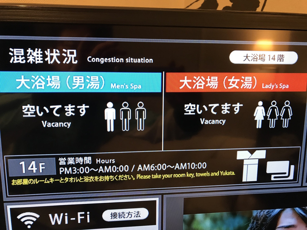 TVのインホメーションの入浴情報