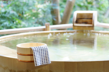 Open-air bath ryokan onsen image