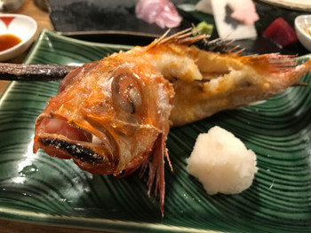 「居酒屋　ちょーちょ」 料理 69400336 がおーーっ(｀•ω•′)✧︎ きんきの塩焼き