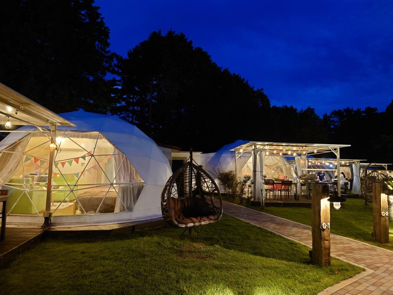 バス・トイレ付きで快適なテント一体型キャビン4235871