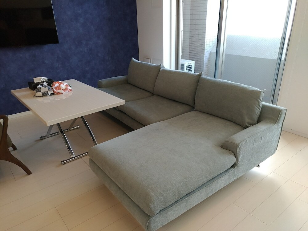 コンフォートカウチのソファとテレビ