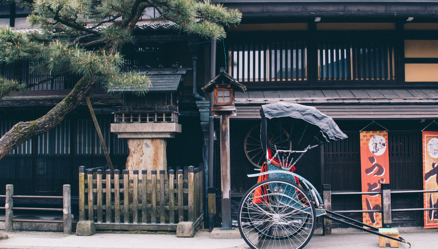 Old Street with rickshaw in Japan