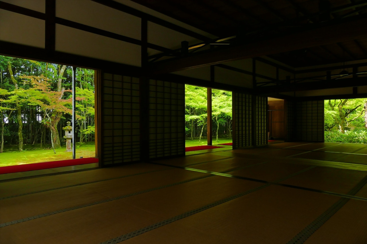 深い緑に染み入る静けさの庭園1025842