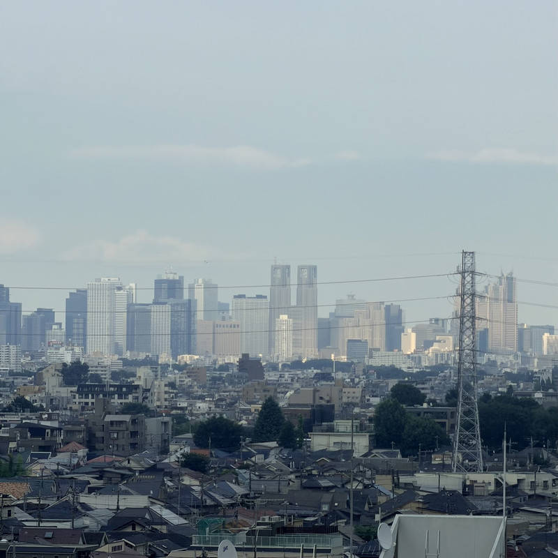 窓外の景色、副都心・新宿の高層ビル群