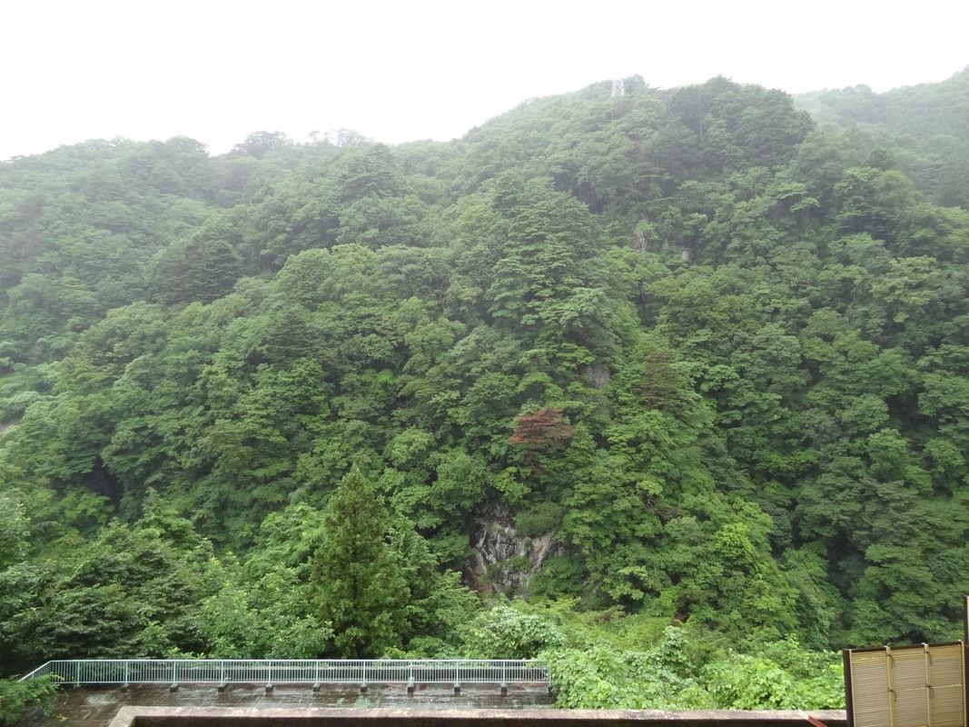 鬼怒川沿いにあるのですが、谷が深くて川面は見えません。