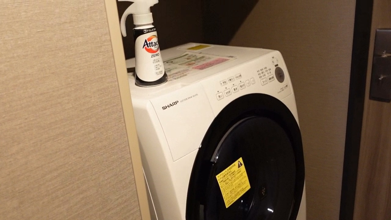 全室にドラム型洗濯乾燥機が設置されていて、使用料は無料。