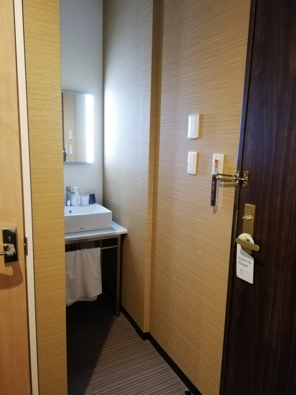 洗面台はトイレと入り口の隙間にあり。