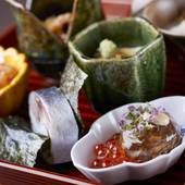 ふふ 京都（京都府 旅館）：「京野菜と炭火料理 庵都（いほと）」のメニュー一例。贅を尽くした日本料理懐石をいただける。 / 4