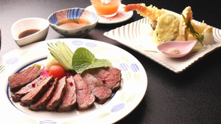 ステーキ御膳夕食[夕食は18時までにいらしてください]＆朝食　縁側付和室 禁煙