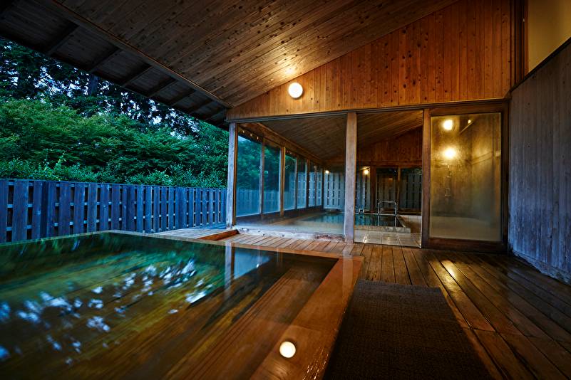 森の道を抜けると
半露天温泉の癒し / 1