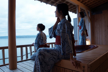 Open-air bath Yukata women