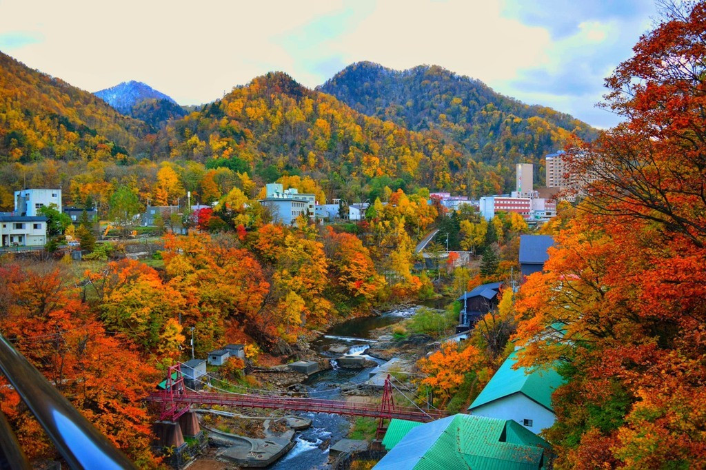 Jozankei autumn season change over mountain
