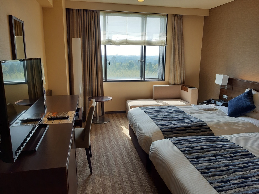 スタンダード・ツインの客室。多少古い感じですが清潔。