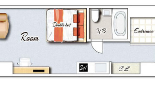 スタンダードルーム　ダブルベッド1台マッサージチェア1台付　禁煙　清掃料金別　連泊時の清掃なし