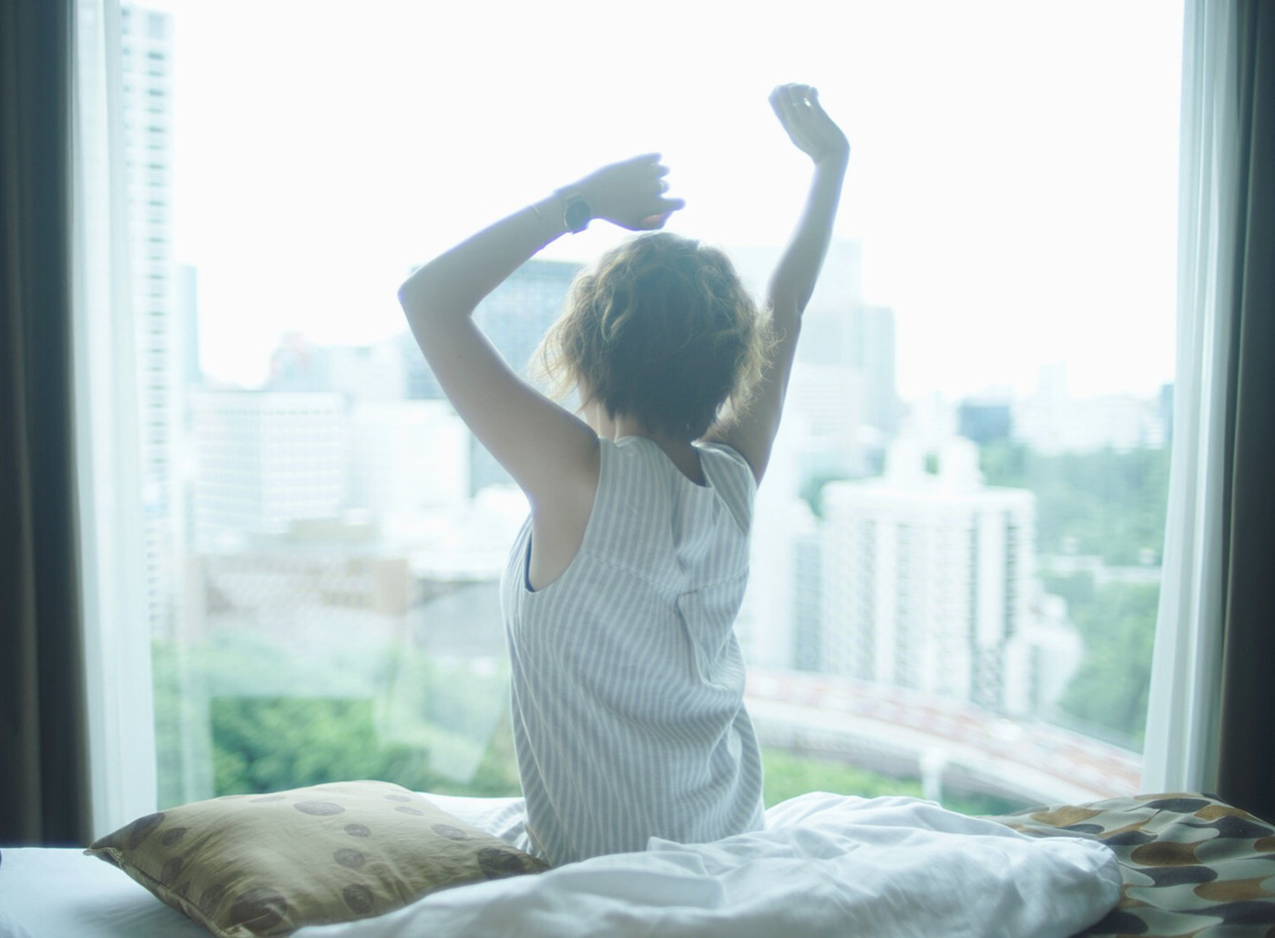 ホテルで迎える朝。