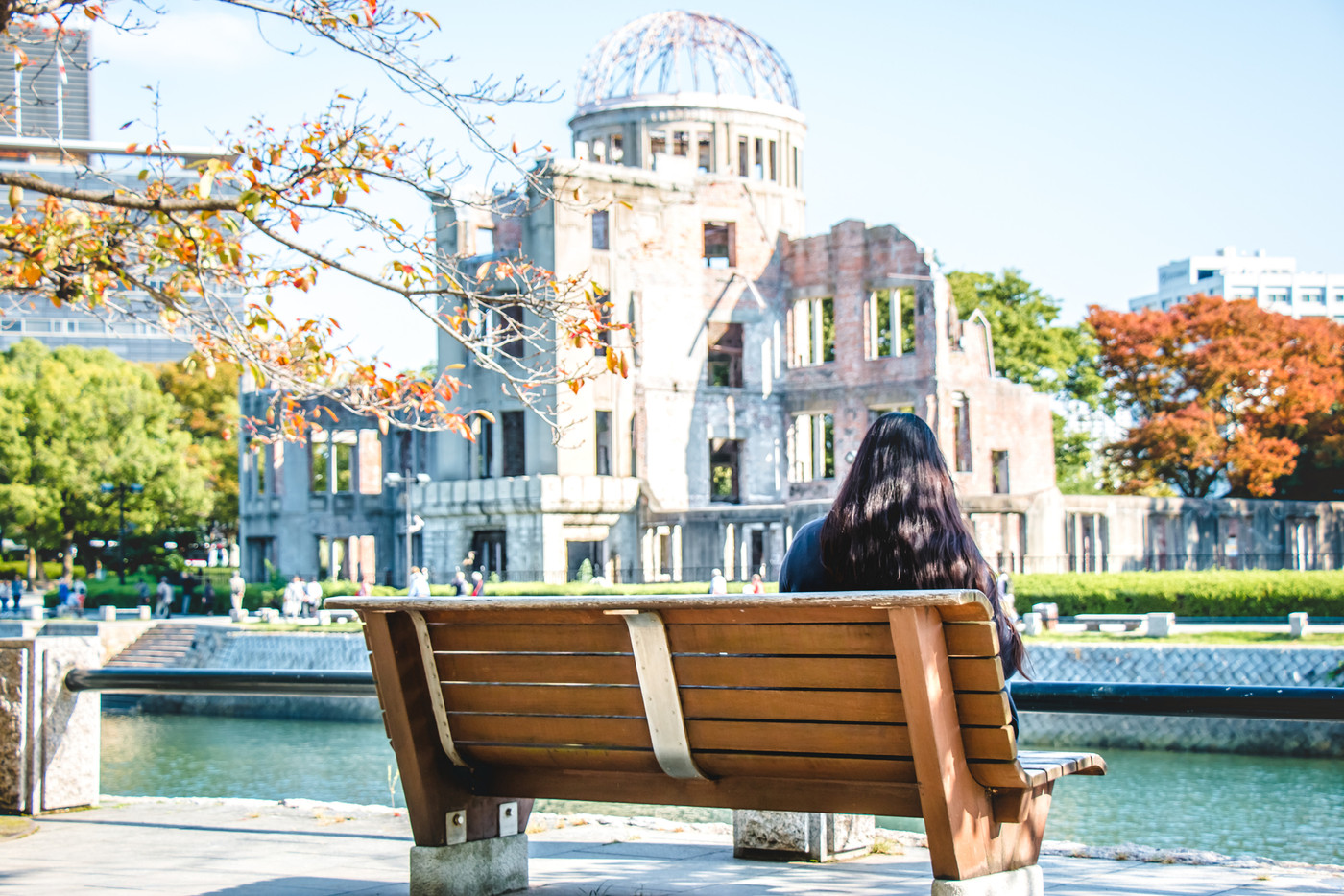 Girl look at Atomic Dome, Hiroshima Peace Memorial