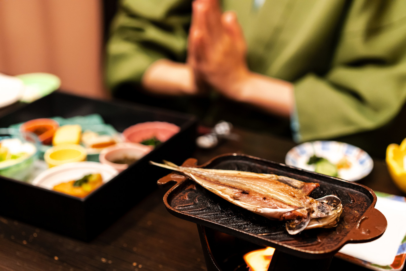 鯵の干物　日本食　御飯