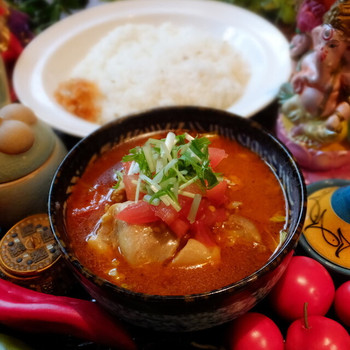 「パンチマハル」 料理 63425053 鶏もも肉とキャベツのさらさらチキンカレー