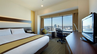 [ショートステイ] ダブルルーム セミダブルベッド付 19階 禁煙 チェックイン(19:00~)&チェックアウト(~9:00)